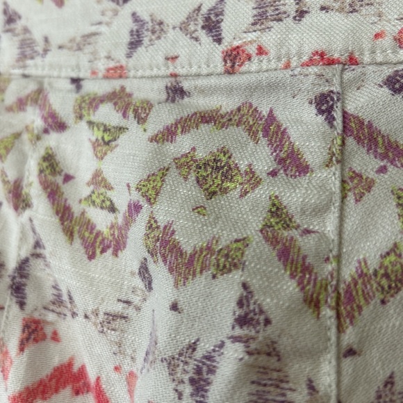 Free People Tribal Print Flat-Front Hi-Rise Linen/Rayon Shorts Pockets Size 0 - Picture 4 of 8